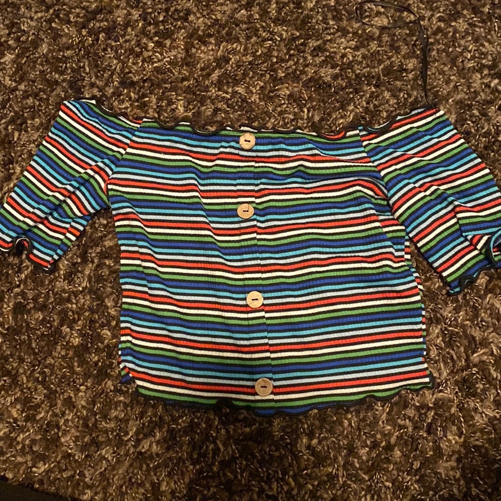 off the shoulder crop top with buttons